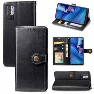 For Xiaomi Redmi Note 10 5G Solid Color Leather Buckle Phone Case with Lanyard & Photo Frame & Card Slot & Wallet & Stand Function(Black) (OEM)