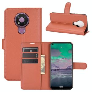 For Nokia 3.4 Litchi Texture Horizontal Flip Protective Case with Holder & Card Slots & Wallet(Brown) (OEM)