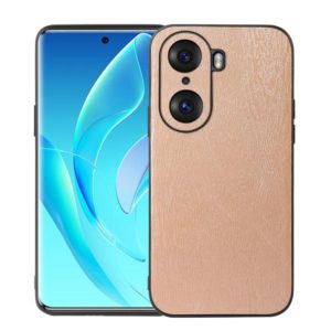 For Honor 60 Pro Wood Texture PU Phone Case(Gold) (OEM)