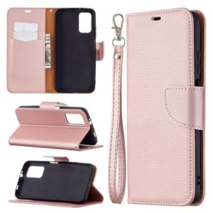 For Xiaomi Poco M3 Litchi Texture Pure Color Horizontal Flip PU Leather Case with Holder & Card Slots & Wallet & Lanyard(Rose Gold) (OEM)