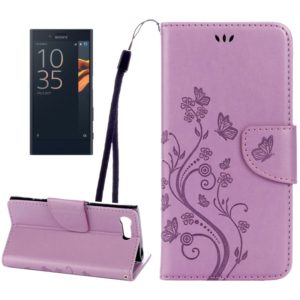For Sony Xperia X Compact Butterflies Love Flowers Embossing Horizontal Flip Leather Case with Holder & Card Slots & Wallet & Lanyard(Light Purple) (OEM)