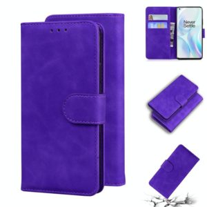 For OnePlus 8 Skin Feel Pure Color Flip Leather Phone Case(Purple) (OEM)