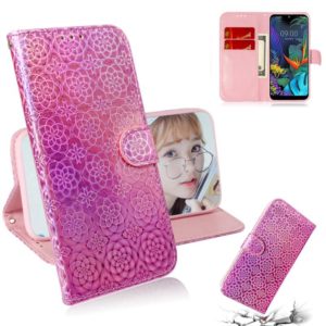 For LG K50 / Q60 Solid Color Colorful Magnetic Buckle Horizontal Flip PU Leather Case with Holder & Card Slots & Wallet & Lanyard(Pink) (OEM)