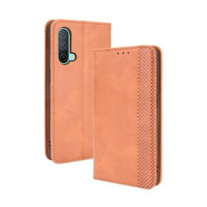 For OnePlus Nord CE 5G Magnetic Buckle Retro Crazy Horse Texture Horizontal Flip Leather Case with Holder & Card Slots & Photo Frame(Brown) (OEM)