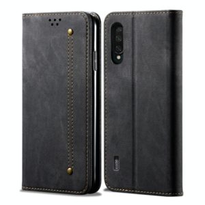 For Xiaomi Mi CC9e / Mi A3 Denim Texture Casual Style Horizontal Flip Leather Case with Holder & Card Slots & Wallet(Black) (OEM)