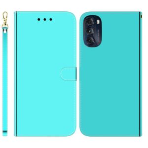 For Motorola Moto G 2022 Imitated Mirror Surface Leather Phone Case(Mint Green) (OEM)