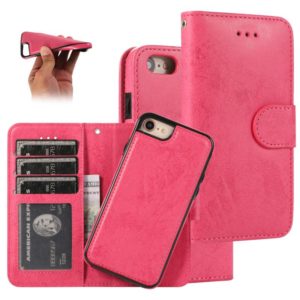 For iPhone SE 2022 / SE 2020 / 8 / 7 KLT888-2 Retro 2 in 1 Detachable Magnetic Horizontal Flip TPU + PU Leather Case with Holder & Card Slots & Photo Frame & Wallet(Rose Red) (OEM)