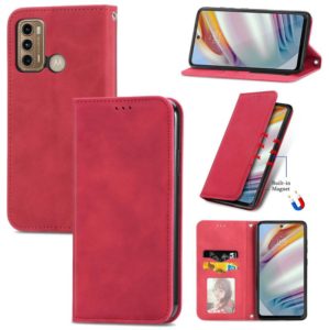 For Motorola Moto G60 Retro Skin Feel Business Magnetic Horizontal Flip Leather Case with Holder & Card Slots & Wallet & Photo Frame(Red) (OEM)