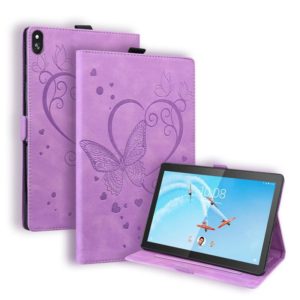 For Lenovo Tab M10 10.1 inch Love Butterfly Pattern Horizontal Flip Leather Case with Holder(Purple) (OEM)
