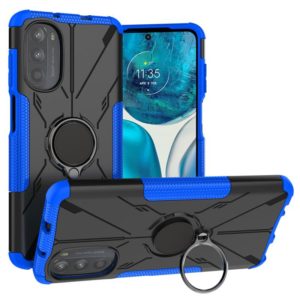 For Motorola Moto G52 Armor Bear Shockproof PC + TPU Phone Protective Case with Ring Holder(Blue) (OEM)