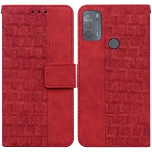 For Motorola Moto G50 Geometric Embossed Leather Phone Case(Red) (OEM)