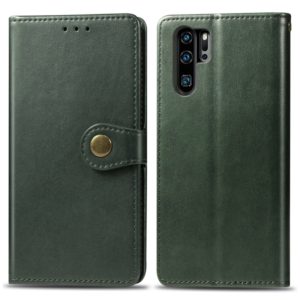 Retro Solid Color Leather Buckle Mobile Phone Protection Leather Case with Photo Frame & Card Slot & Wallet & Bracket Function for Huawei P30 Pro(Green) (OEM)
