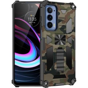 For Motorola Edge (2021) Camouflage Armor Shockproof TPU + PC Magnetic Protective Phone Case with Holder(Army Green) (OEM)