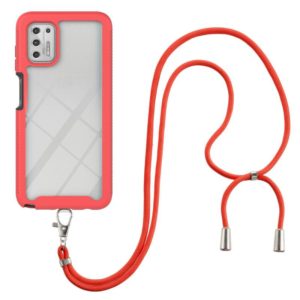 For Motorola Moto G Stylus 2021 Starry Sky Solid Color Series Shockproof PC + TPU Protective Case with Neck Strap(Red) (OEM)