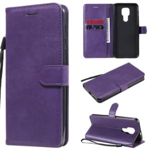 For Motorola Moto G9 Play Solid Color Horizontal Flip Protective Leather Case with Holder & Card Slots & Wallet & Photo Frame & Lanyard(Purple) (OEM)