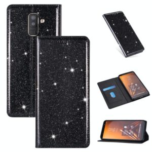For Samsung Galaxy A6+ / J8 (2018) Ultrathin Glitter Magnetic Horizontal Flip Leather Case with Holder & Card Slots(Black) (OEM)
