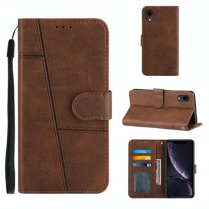 For iPhone XR Stitching Calf Texture Buckle Horizontal Flip Leather Case with Holder & Card Slots & Wallet & Lanyard(Brown) (OEM)