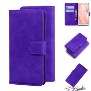 For Sharp Aquos Sense 3 / Sense3 Lite / Sense3 Basic & SHV45 Skin Feel Pure Color Leather Phone Case(Purple) (OEM)