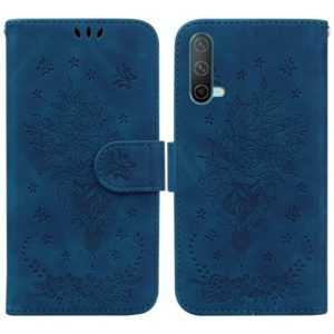 For OnePlus Nord CE 5G Butterfly Rose Embossed Leather Phone Case(Blue) (OEM)