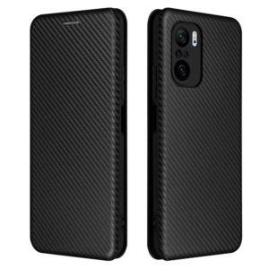 For Xiaomi Redmi K40 / K40 Pro Carbon Fiber Texture Horizontal Flip TPU + PC + PU Leather Case with Card Slot(Black) (OEM)