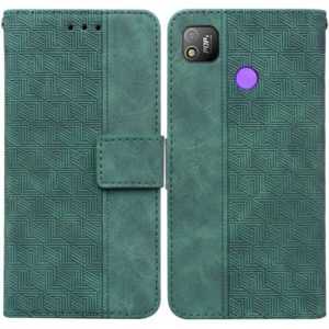 For Tecno Pop 4 Geometric Embossed Leather Phone Case(Green) (OEM)