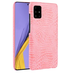 For Samsung Galaxy A51 5G Shockproof Crocodile Texture PC + PU Case(Pink) (OEM)