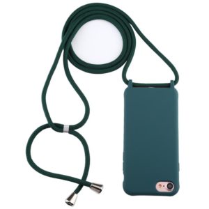 For iPhone 8 / 7 Candy Color TPU Protective Case with Lanyard(Dark Green) (OEM)