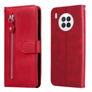 For Huawei nova 8i / Honor 50 Lite Calf Texture Zipper Horizontal Flip Leather Phone Case(Red) (OEM)