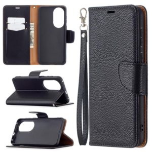 For Huawei P50 Litchi Texture Pure Color Horizontal Flip Leather Case with Holder & Card Slots & Wallet & Lanyard(Black) (OEM)