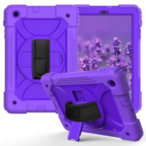 For Samsung Galaxy Tab A 10.1 (2019) T510/T515 Shockproof PC + Silicone Combination Case with Holder & Hand Strap & Shoulder Strap(Purple + Purple) (OEM)