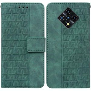 For Infinix Zero 8 X687 Geometric Embossed Leather Phone Case(Green) (OEM)