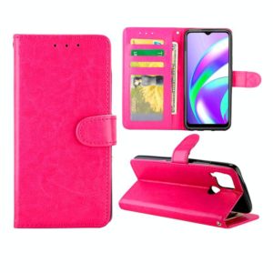 For OPPO Realme C12/C15 Crazy Horse Texture Leather Horizontal Flip Protective Case with Holder & Card Slots & Wallet & Photo Frame(Magenta) (OEM)