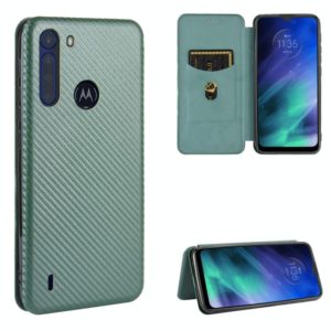 For Motorola Moto One Fusion Carbon Fiber Texture Horizontal Flip TPU + PC + PU Leather Case with Rope & Card Slot(Green) (OEM)