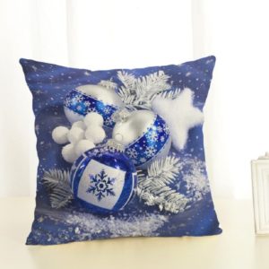 Christmas Decoration Cotton and Linen Pillow Office Home Cushion Without Pillow, Size:45x45cm(Blue Christmas) (OEM)