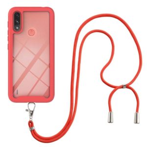 For Motorola Moto E7 Power Starry Sky Solid Color Series Shockproof PC + TPU Protective Case with Neck Strap(Red) (OEM)