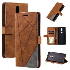 For Nokia 2.4 Skin Feel Splicing Horizontal Flip Leather Case with Holder & Card Slots & Wallet & Photo Frame(Brown) (OEM)