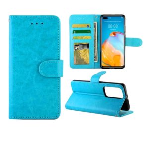 For Huawei P40 Crazy Horse Texture Leather Horizontal Flip Protective Case with Holder & Card Slots & Wallet & Photo Frame(baby Blue) (OEM)
