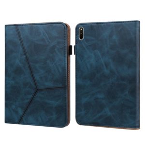 For Huawei MatePad 10.8 (2021) Solid Color Embossed Striped Leather Case(Blue) (OEM)