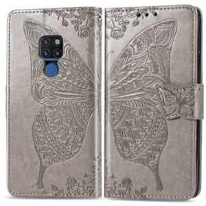 Butterfly Love Flowers Embossing Horizontal Flip Leather Case for Huawei Mate 20, with Holder & Card Slots & Wallet & Lanyard (Grey) (OEM)