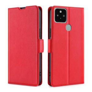 For Google Pixel 5 Ultra-thin Voltage Side Buckle PU + TPU Horizontal Flip Leather Case with Holder & Card Slot(Red) (OEM)