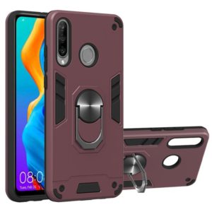 For Huawei P30 Lite / nova 4e 2 in 1 Armour Series PC + TPU Protective Case with Ring Holder(Wine Red) (OEM)