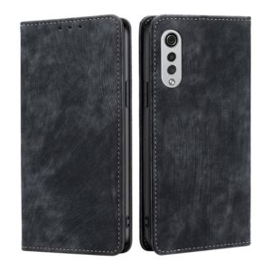 For LG Velvet RFID Anti-theft Brush Magnetic Leather Phone Case(Black) (OEM)