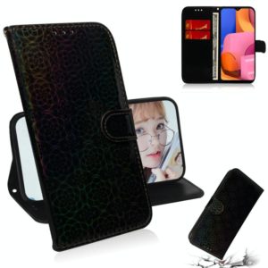 For Galaxy A20S Solid Color Colorful Magnetic Buckle Horizontal Flip PU Leather Case with Holder & Card Slots & Wallet & Lanyard(Black) (OEM)