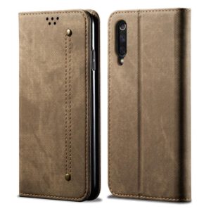For Xiaomi Mi 9 Pro Denim Texture Casual Style Horizontal Flip Leather Case with Holder & Card Slots & Wallet(Khaki) (OEM)