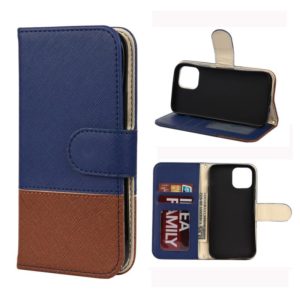 For iPhone 12 mini Splicing Color Horizontal Flip Leather Case with Holder & Photo Frame & Card Slots & Wallet(Blue) (OEM)