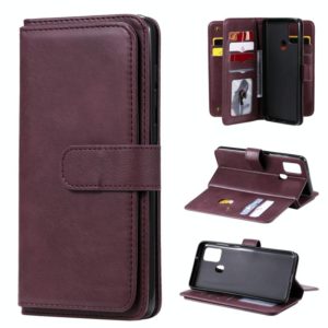 For Samsung Galaxy A21s Multifunctional Magnetic Copper Buckle Horizontal Flip Solid Color Leather Case with 10 Card Slots & Wallet & Holder & Photo Frame(Wine Red) (OEM)