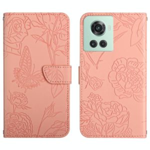 For OnePlus 10R/ACE Skin Feel Butterfly Peony Embossed Leather Phone Case(Pink) (OEM)