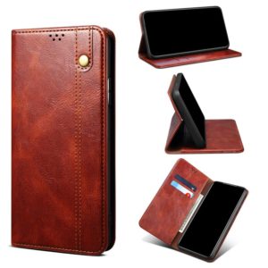 For Motorola Moto Edge 2021 Simple Wax Crazy Horse Texture Horizontal Flip Leather Case with Card Slots & Wallet(Brown) (OEM)