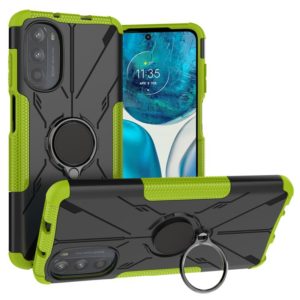 For Motorola Moto G52 Armor Bear Shockproof PC + TPU Phone Protective Case with Ring Holder(Green) (OEM)