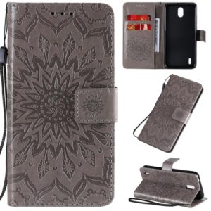 For Nokia 1.3 Embossed Sunflower Pattern Horizontal Flip PU Leather Case with Holder & Card Slots & Wallet & Lanyard(Gray) (OEM)